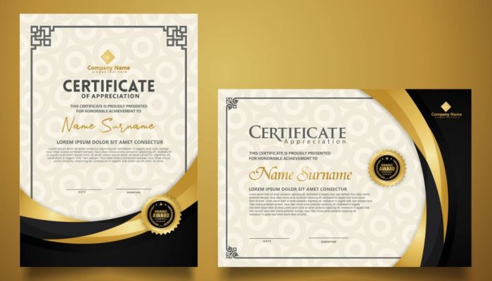 certificate template with design classic frame combine modern pattern, diploma, vector illustration